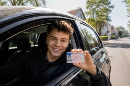 Person hält ihren neuen Führerschein in Deutschland in der Hand