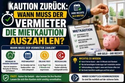 Kaution zurück: Wann muss der Vermieter die Mietkaution auszahlen?