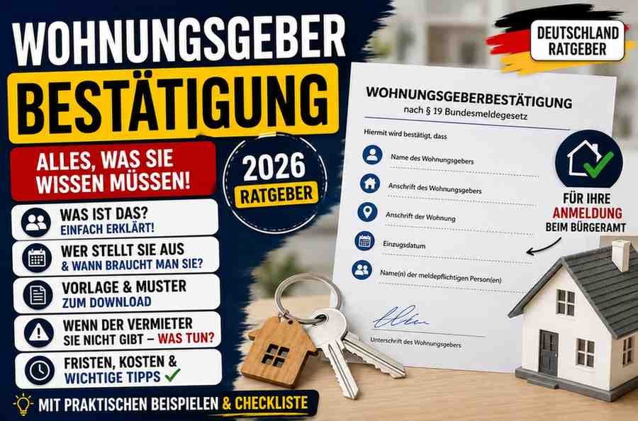 Wohnungsgeberbestätigung 2026: Vorlage, Anmeldung & Frist